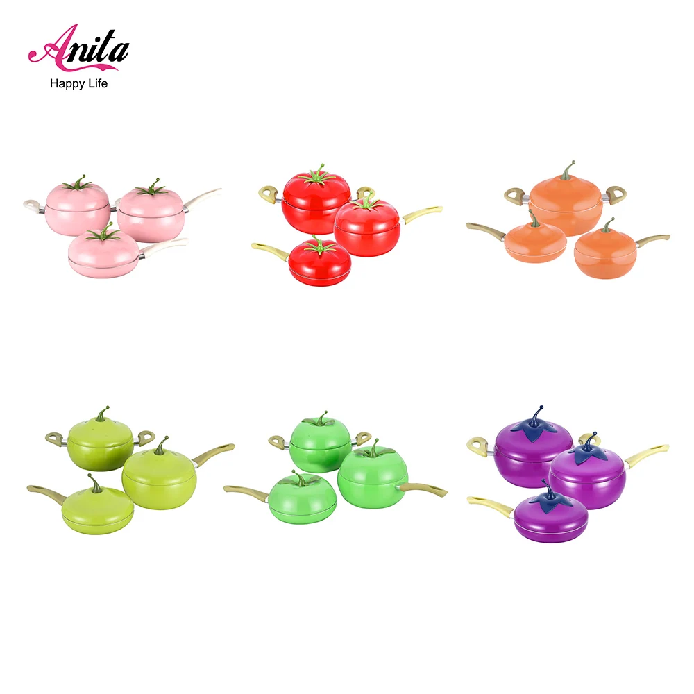 Pink Tomato-Shaped Aluminum Nonstick Cookware Set Multi-Function Kitchenware for Home Cooking Fruit Pot Included