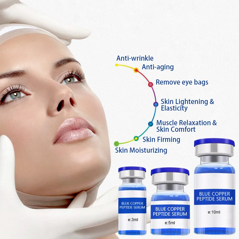 ghk cu for eye bags Ekber Hot Selling Anti-aging Firming Moisturizing Repair 5% Copper Peptide Ghk-cu Copper Peptide Essence Vial Skin Care nutritional supplement its lightweight and non Lean Stack (AOD-9604/MOTs-C/Tesamorelin/Ipamorelin) Compounded Color:Blue-Green