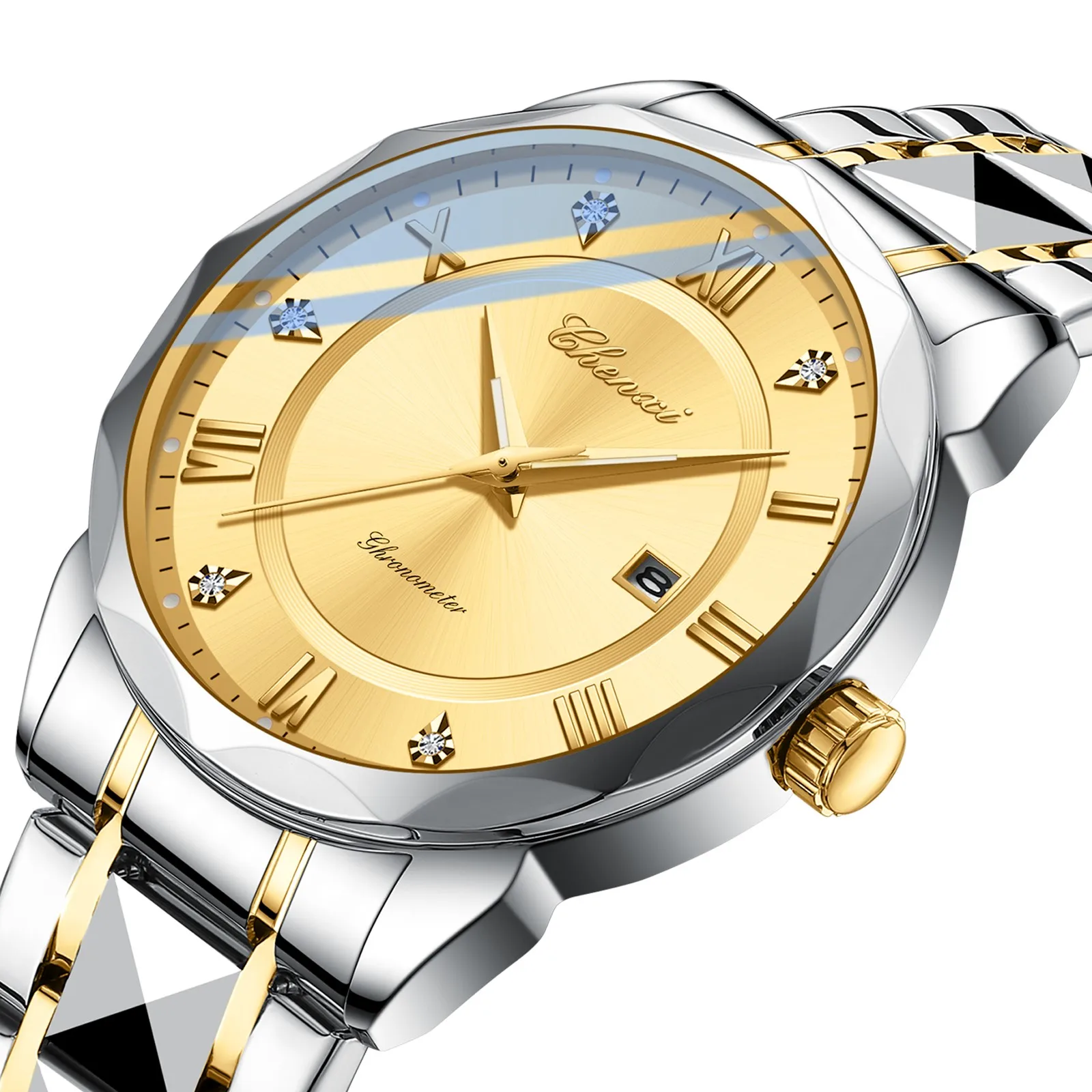 CHENXI 682 Men's Stainless Steel Quartz Watch - Waterproof Sports