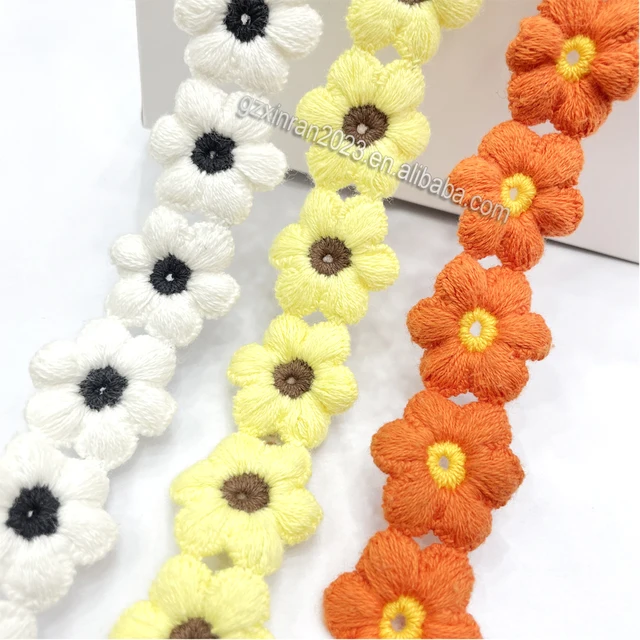 R424 high quality crochet flower design trimming Embroidery Pattern trims for decoration