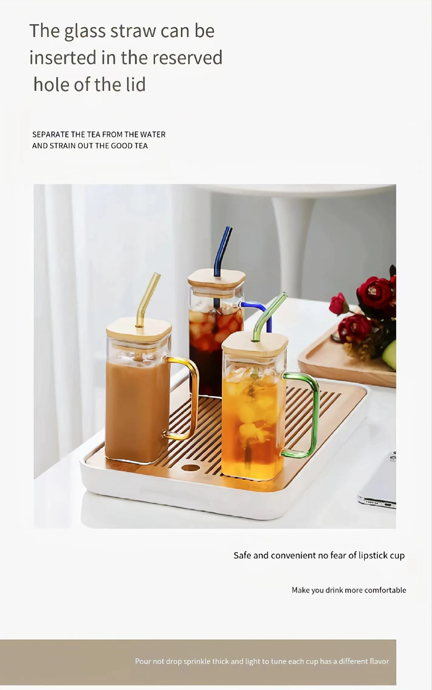 High Quality 12oz Square Colored Handle Glass Cup Home Drinking Cup