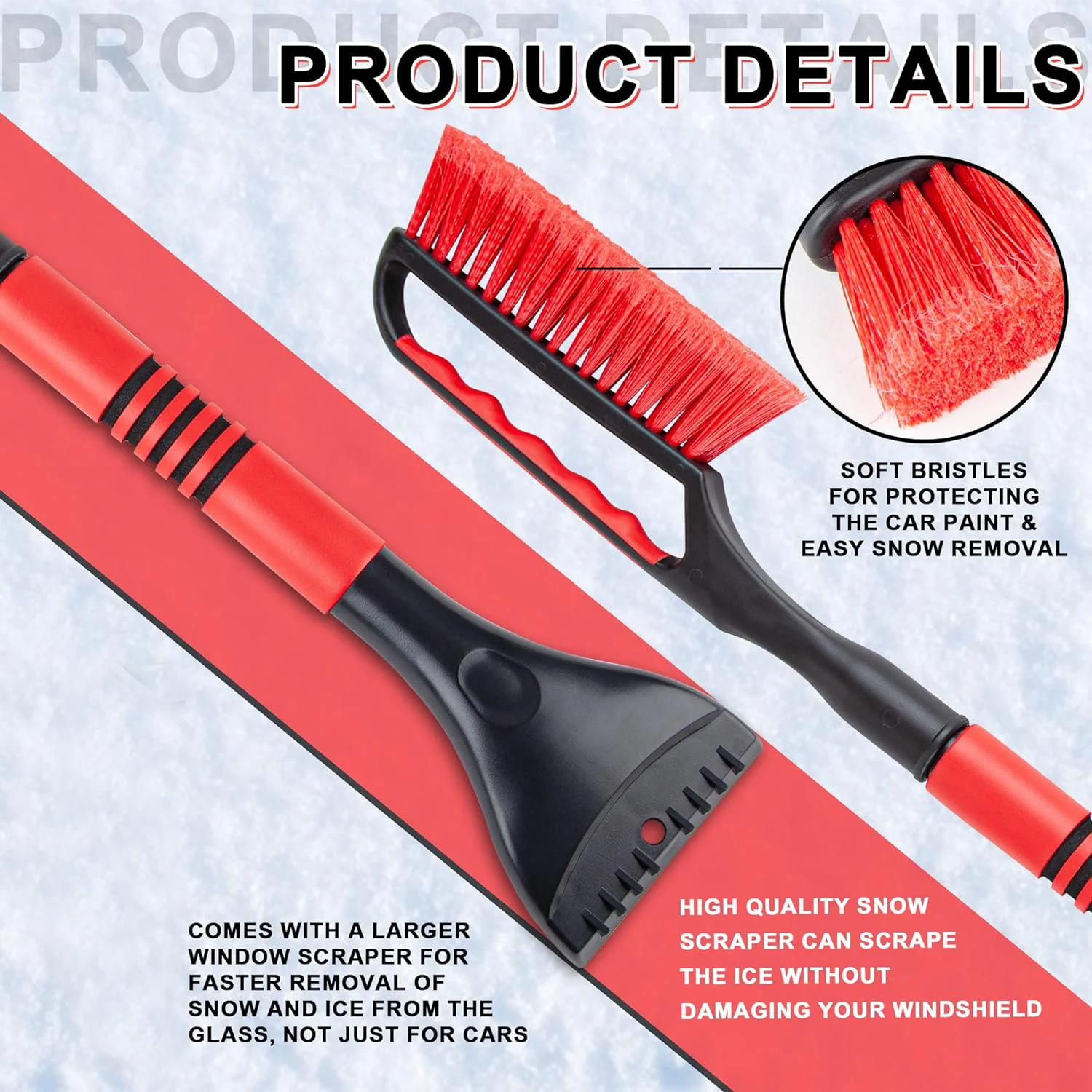 New Abs Handle Snow Brush And Detachable Ice Scraper With Ergonomic ...