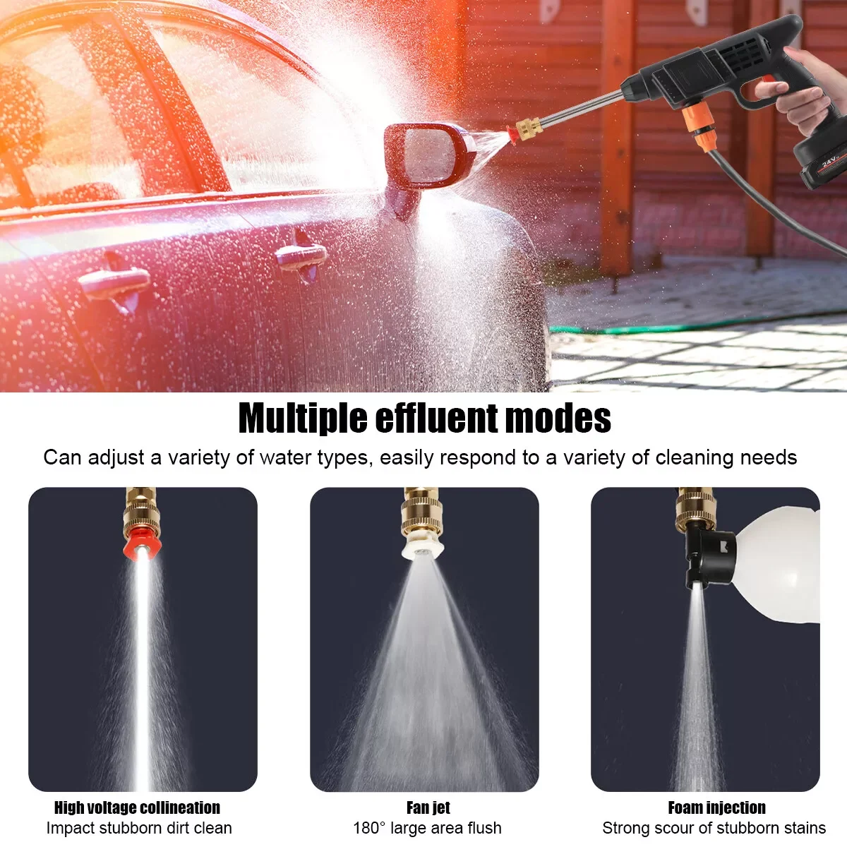 Lithium Battery 24V 48V Washer alta pressão sem fio Wash Gun portátil sem fio Car Washer Lavadora Equipamento de lavagem