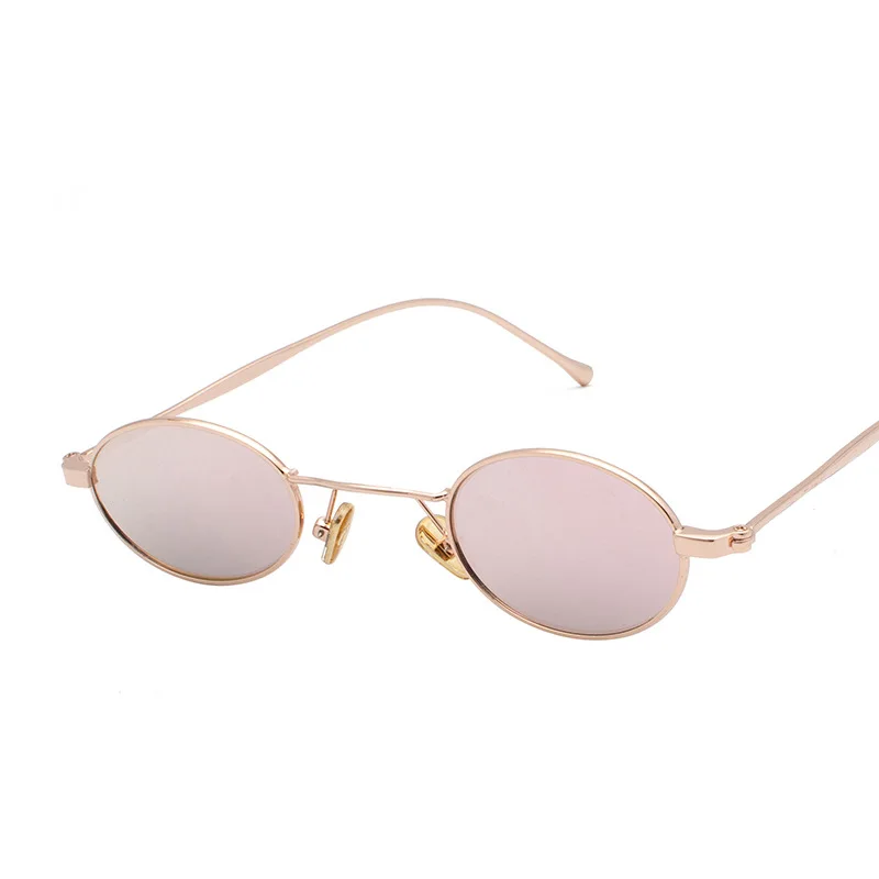 Round Mirrored Sunglasses Men Retro Gold Black Metal Frame Small Oval Sun  Glasses Women Vintage Eyewear