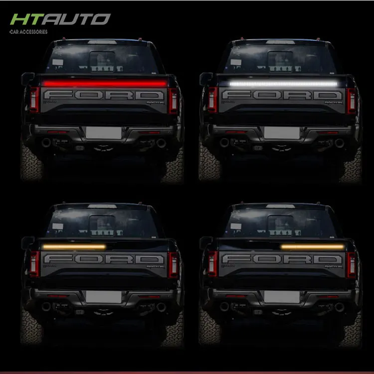 
HTAUTO Redline Тройная светодиодная световая балка для задних ворот с последовательным янтарным поворотным сигналом, полнофункциональный обратный тормоз 