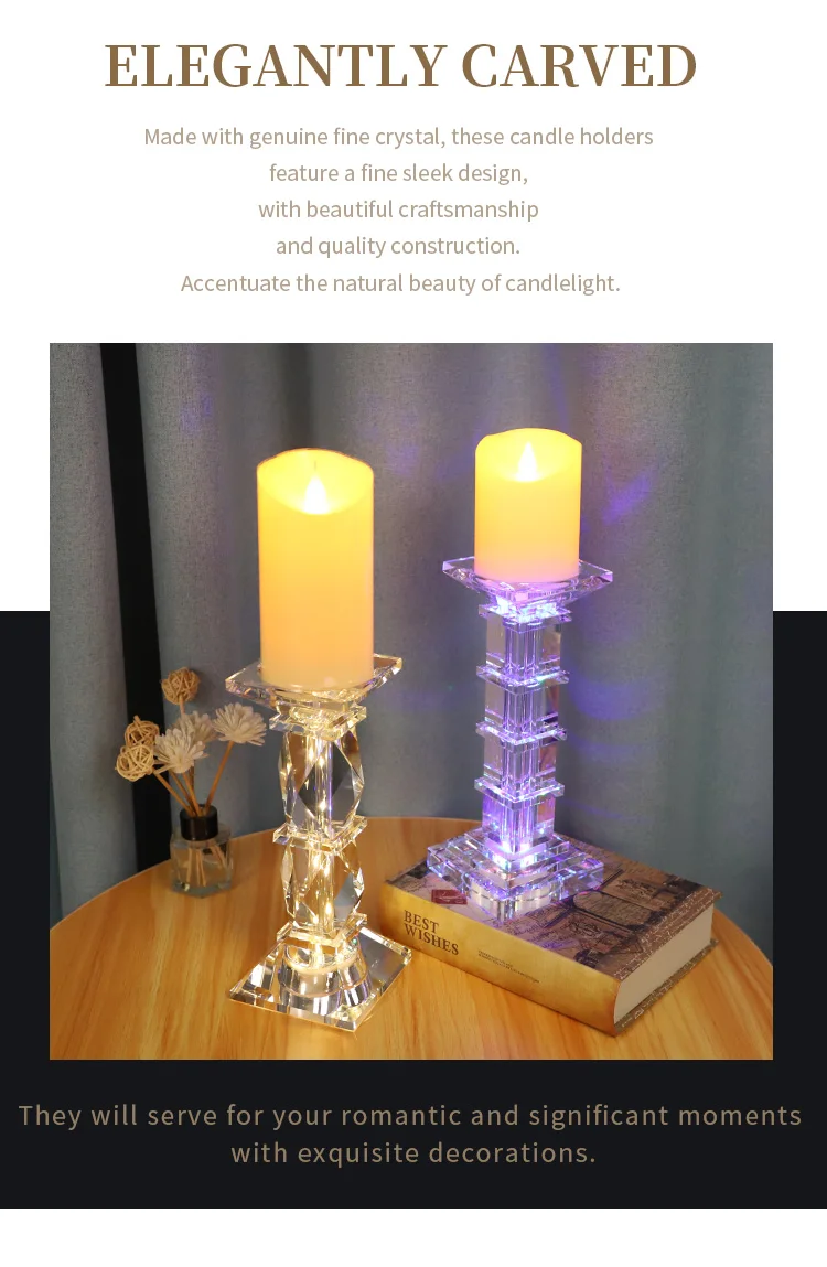 Long Stem Glass Candle Holder Sets of 3 for Decoration Glass crystal Bubble Candle Holder Romantic Christmas Party Home manufacture