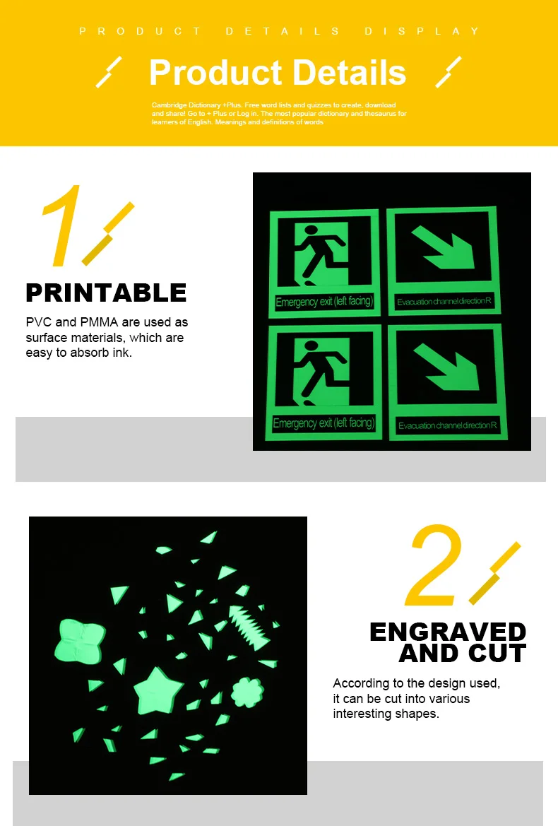 3HAO Factory Sales Photoluminescent Tape PET Roll for Traffic Signs Long Glowing Time Good Quality Printable details
