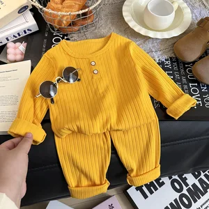 Children's Underwear Set Autumn New Baby De Rong Boys' Pajamas Korean Style Girls' Warm Homewear Children's Clothing