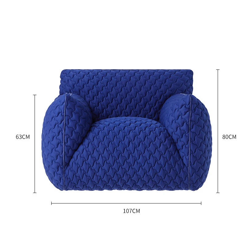 Modern 3d Knitted Fabric Blue Arm Chairs Living Room Modern Single