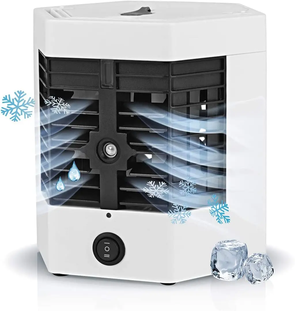 Small Desktop Table Quiet Portable Ac Mini Personal Space Air Cooler Fan with 7 Colors LED Light