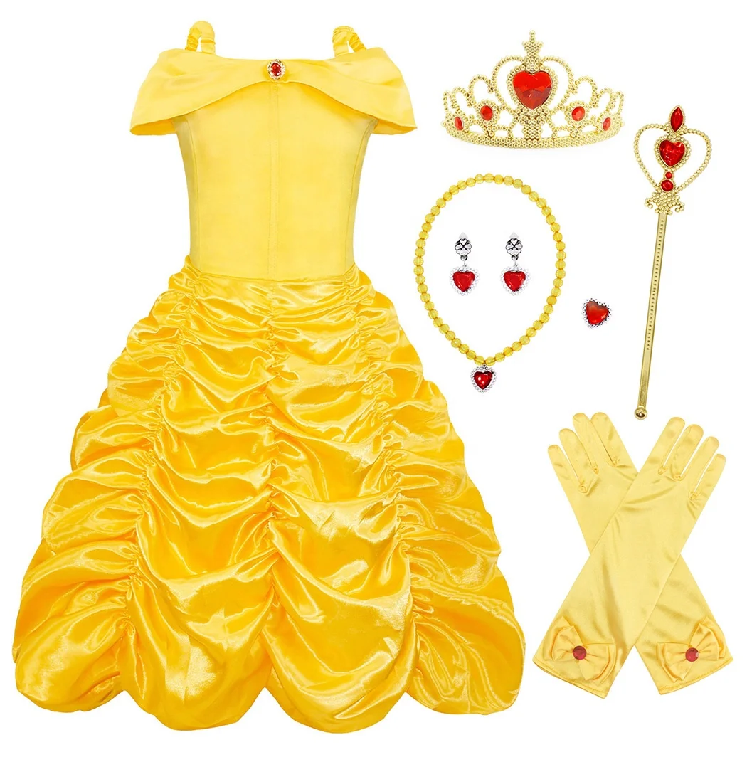 Abito Da Principessa Per Bambina – Gonna Gialla Morbida, Perfetto Per Feste, Natale E Balli – Vestito Da Cerimonia Elegante E Comodo