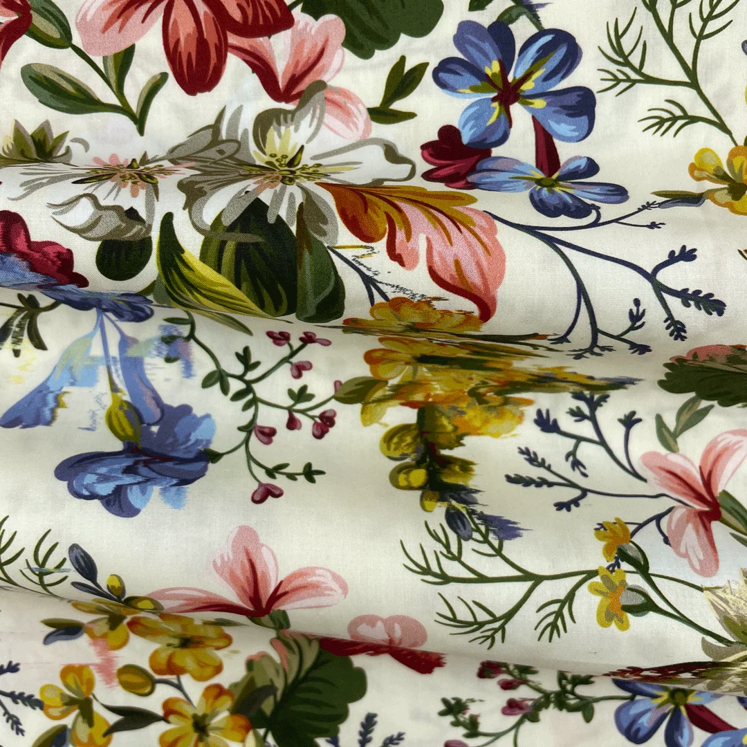 Высокое Качество No MOQ индивидуальный дизайн цифровой печати легкий 100% хлопок 60S цветочная ткань для