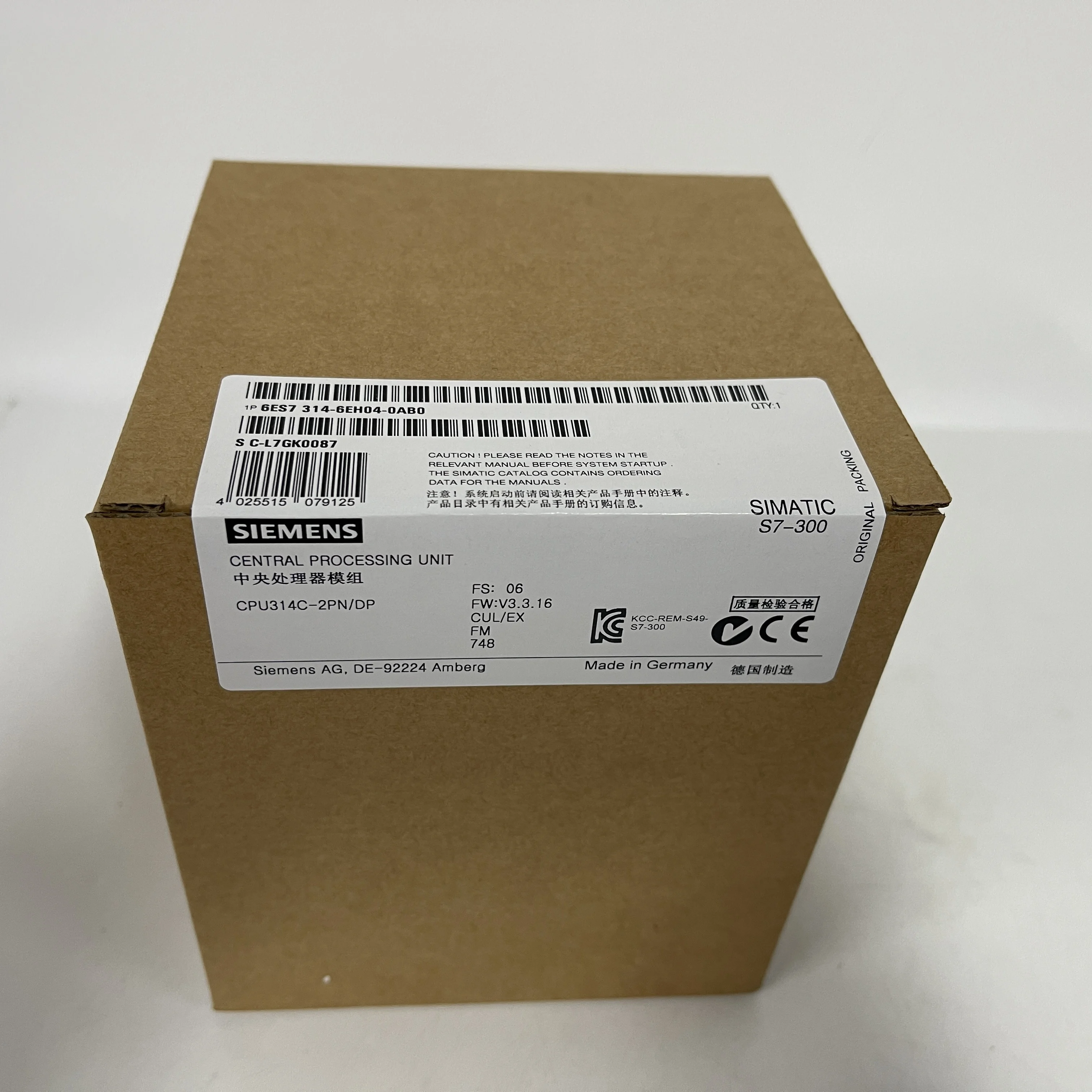 SIEMENS Central Processing Unit (SIMATIC S7-300 CPU) 6ES7314-6EH04-0AB0 SIEMENS Central Processing Unit (SIMATIC S7-300 CPU) 6ES7314-6EH04-0AB0