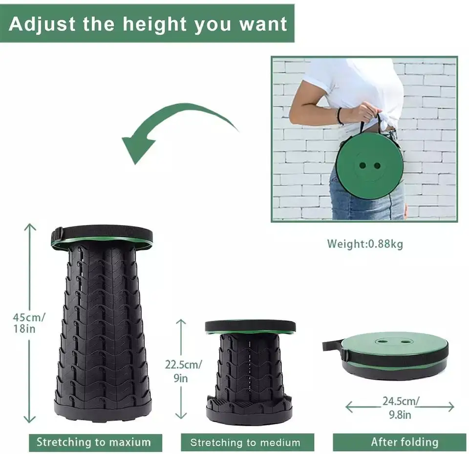 Hot Sales Heavy Load Adjustable Retractable Folding Stool Camping Stool