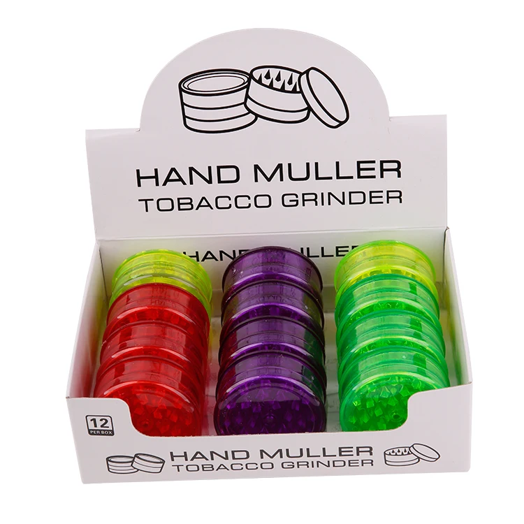 Wholesale Round Shape Custom Plastic Herb Grinder 3 Parts Tobacco Spice