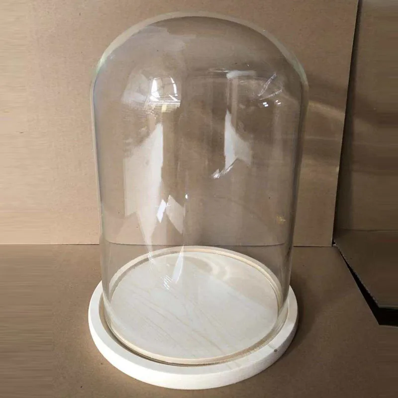 Decorative Bell Jars Glass Domes with Original Wooden Base