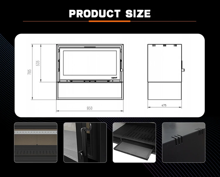 High Efficiency Insert Wood Burning Fireplace Steel Plate Wood Burning