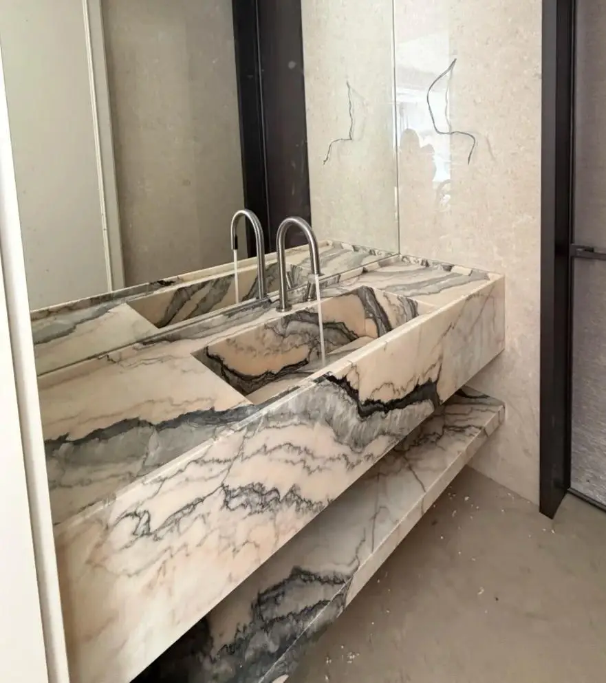 product natural rosa calacatta aurora pink marble washbasin bathroom marble sink-3