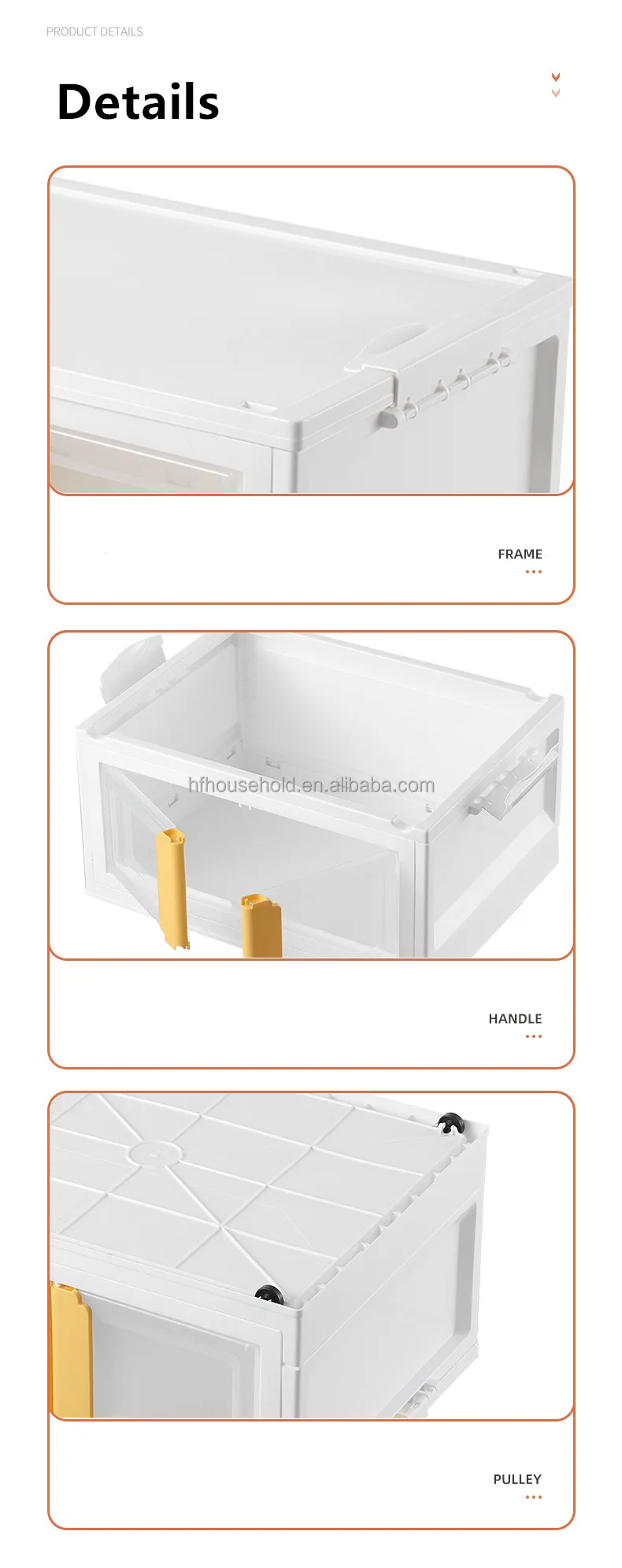 Durable Collapsible Plastic Box Folding Storage Box With Handle