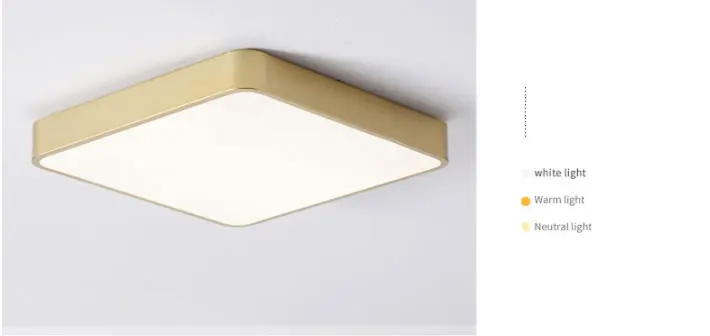 Modern minimalist bedroom ceiling lamp round square monochrome two-color stepless dimming