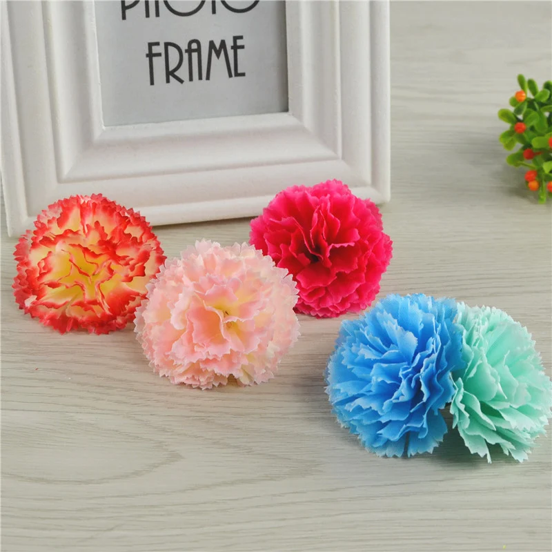 Wholesale Artificial Carnation Flower Heads Silk Flower Head Carnation For Wedding Decoration