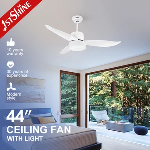 1stshine Ceiling Fan 44" Bedroom Low Voltage Quiet Mode Small White Ceiling Fan with 3 Color LED Light