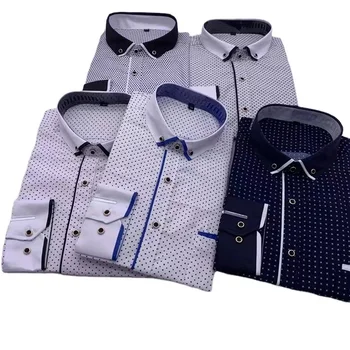 Men Fashion Casual Long Sleeved Printed shirt Slim Fit Male Social Business Dress Shirt Brand Men Clothing custom  Shirt