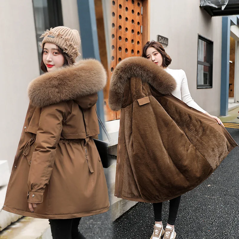 Cheap Clothes Women's Winter Casual Coat Fur Parka Women With Wool ...