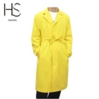 Coats Manufacturer Plus Size Yellow Long Notched Lapel Bomber Men's Coats Trench Jacket Overcoat Men Casual