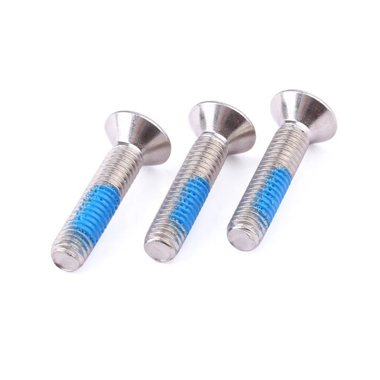 Factory price GB2673 M2-M8 stainless steel anti loosening nylon adhesive flat head torx screws