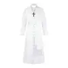 Solid color priest robe white - with cross