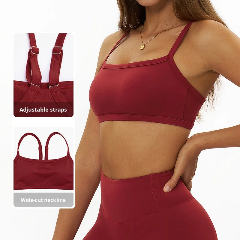 Cross Hollow Beauty Back High Support Yoga Bra Contrasting Color Naked Feeling Quick-dry