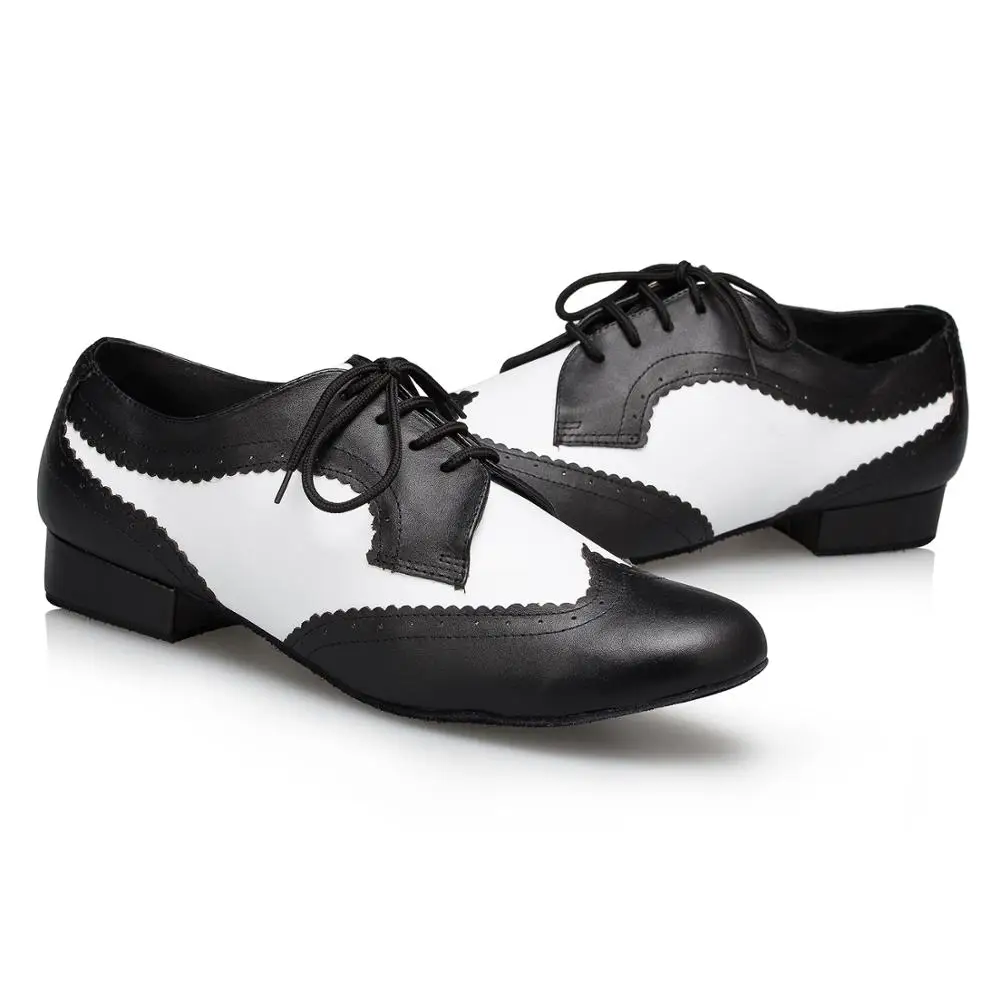 
 Мужские туфли для латиноамериканских танцев L175, черно-белые туфли из натуральной кожи высотой 2,5 см, оптовая продажа  