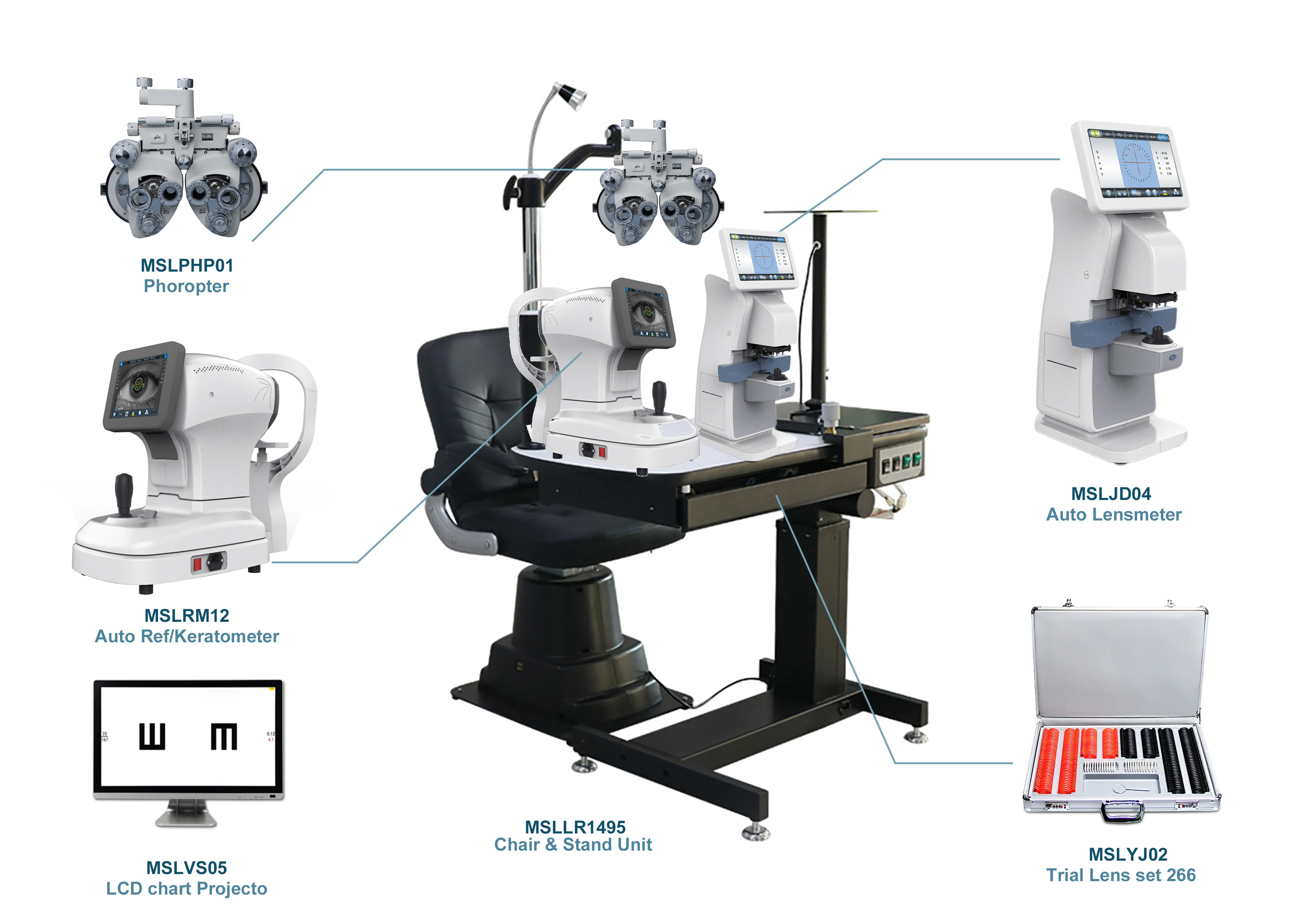 Optometry Ophthalmic Eye Refraction Unit Combination Table and Chair