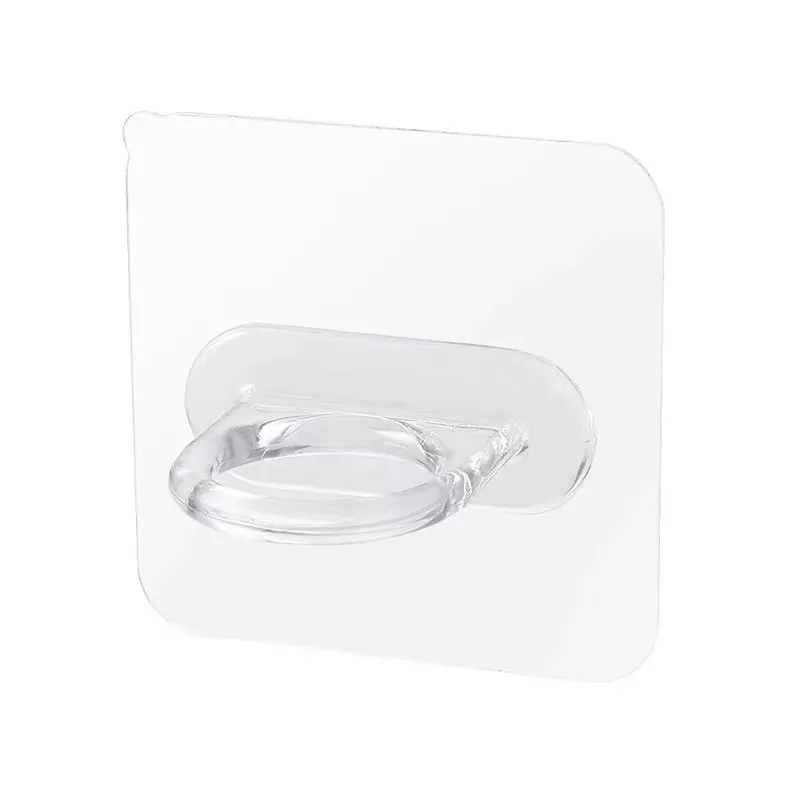 Nouveau support mural transparent pour gel douche, sans poinçonnage, pour toilettes, rond, sans trace, clip de bain, pour désinfectant pour les mains