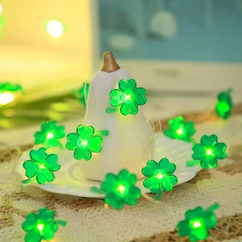 Battery With Remote Control 20led 8 Modes Four Leaf Clover Mini Copper Wire String Lights