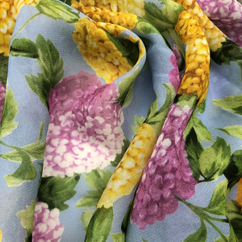 100 вискоза принт из искусственного шелка challis 50D ткань Жоржетта для платья