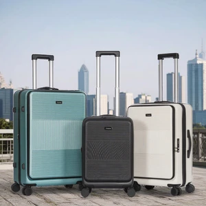 High Quality 20/24/28 Inch ABS PC Front Open Travel Luggage Durable Business Suitcase TSA Lock 360 Degree Wheels Fashionable