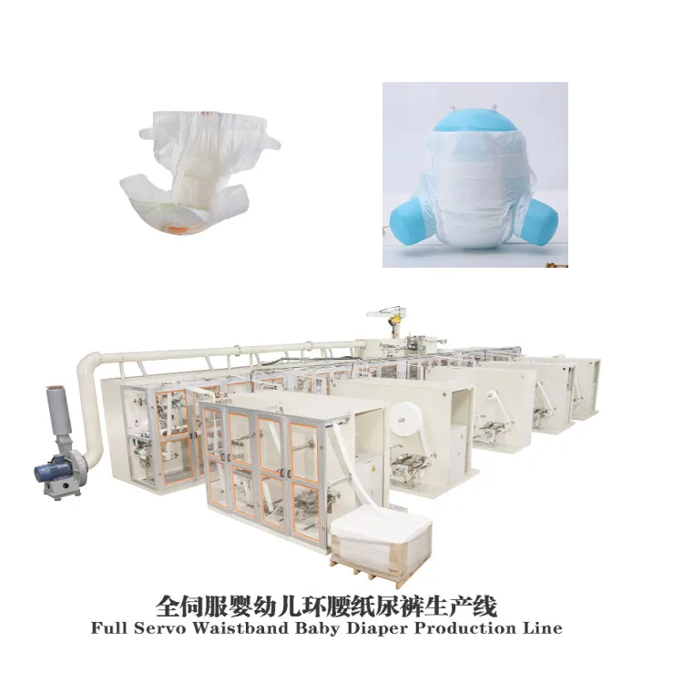 Fully Automatic High Speed Full Servo  Waistband Baby Diaper Production Line Highly Absorbent Lovely Baby Diaper Making Machine