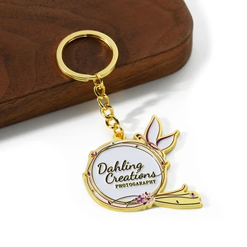 Company Logo Name Letter Gold Silver Soft Enamel Keyring Custom