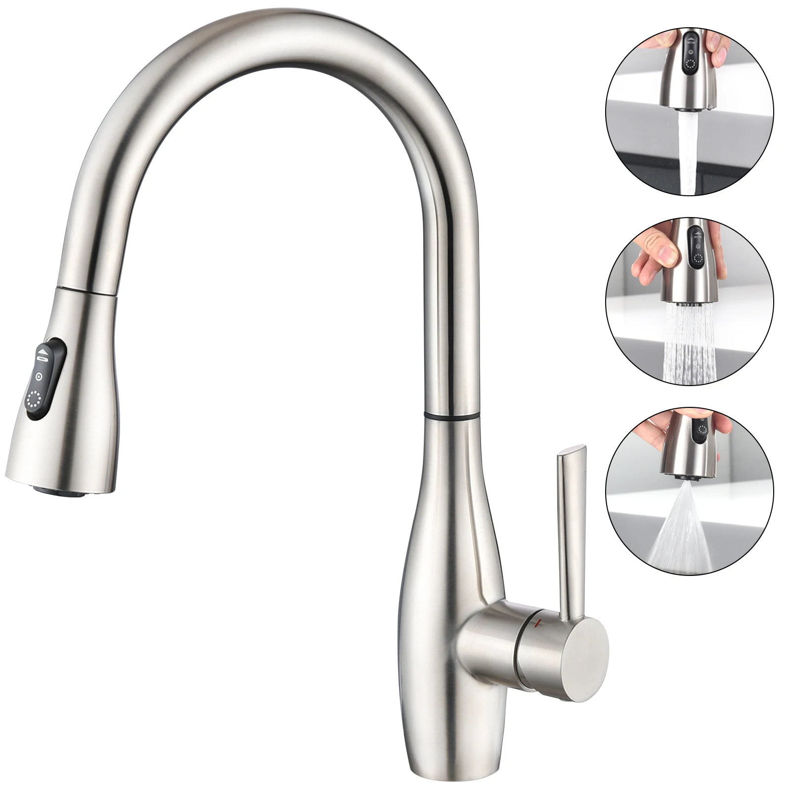 Factory Price Manufacturer Pull Down Kitchen Sink Tap 304 Stainless Steel Kitchen Sink Faucet