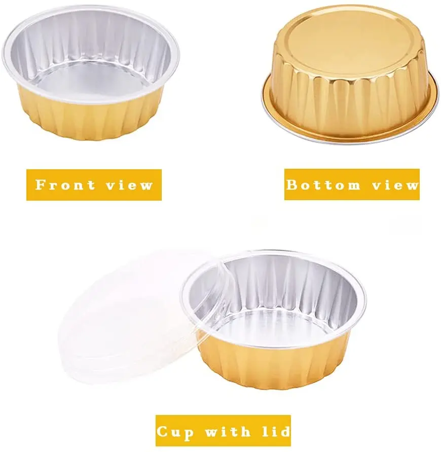 200ml Disposable Round Aluminum Foil Baking Cup Pudding Cup Soup Bowl ...