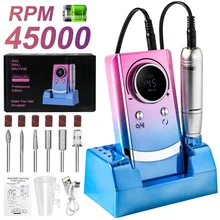 New 45000RPM Rechargeable Electric Portable Nail Drill Machine Nail Sander for Gel Nails Polishing For Home Manicure Salon