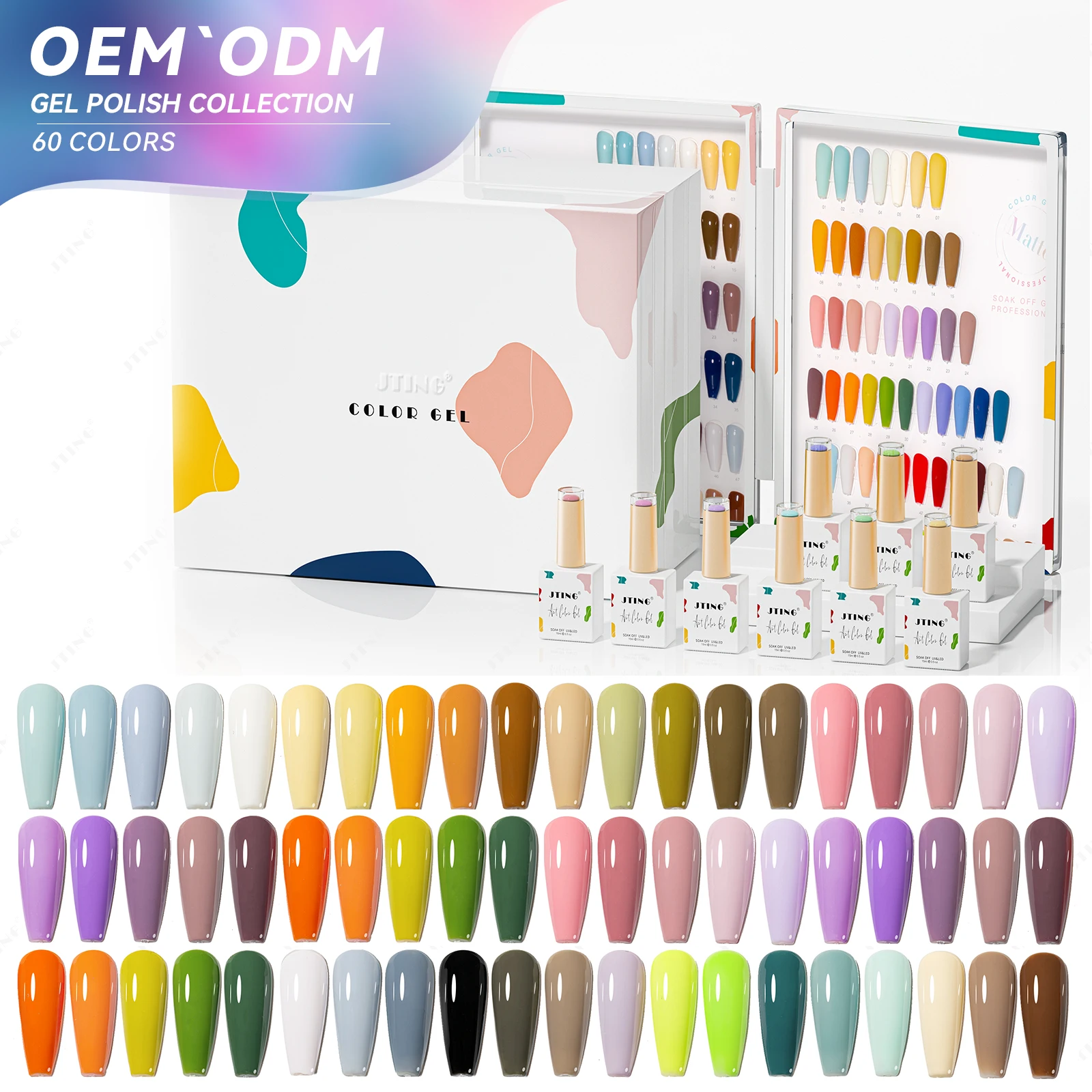 JTING профессиональный поставщик ногтей новейший дизайн УФ-светодиод 60 цветов набор гель-лаков для OEM private label бесплатный