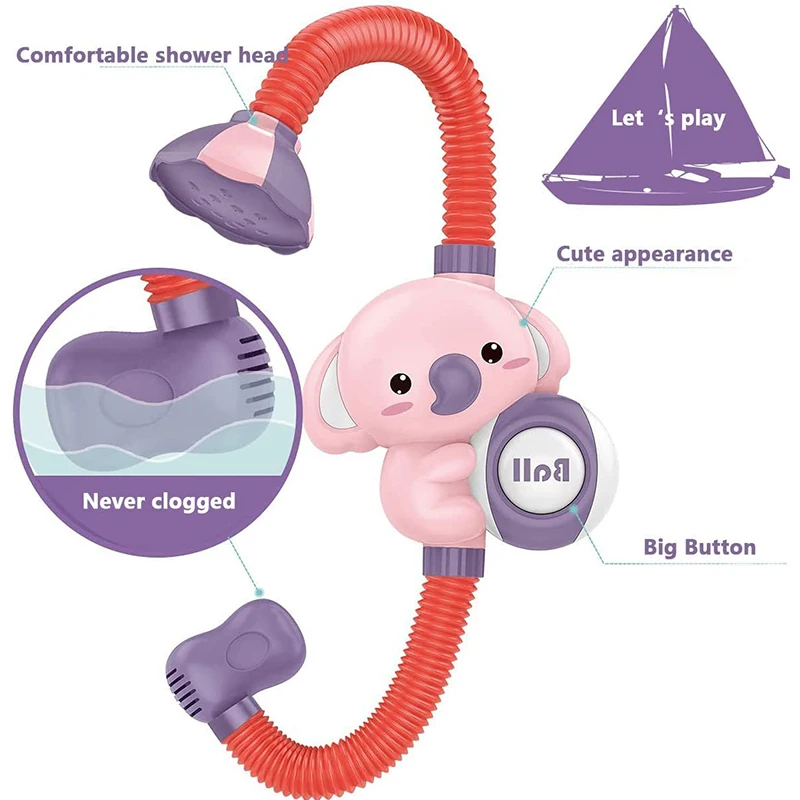 Cute Pink Baby Bath Shower Head With Koala Design,Bathtub Toy For