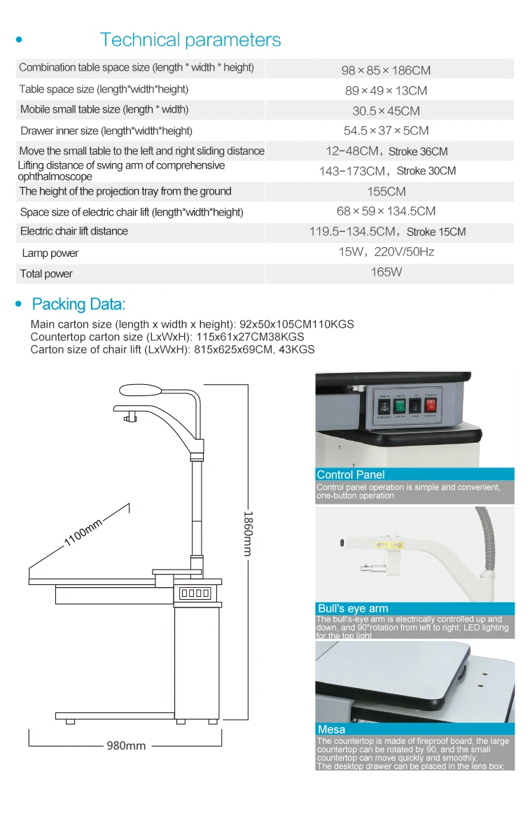 CP-600D Optometry Combination Table Optical Manufacturer Testing Instrument Manufacturer Optometry Device