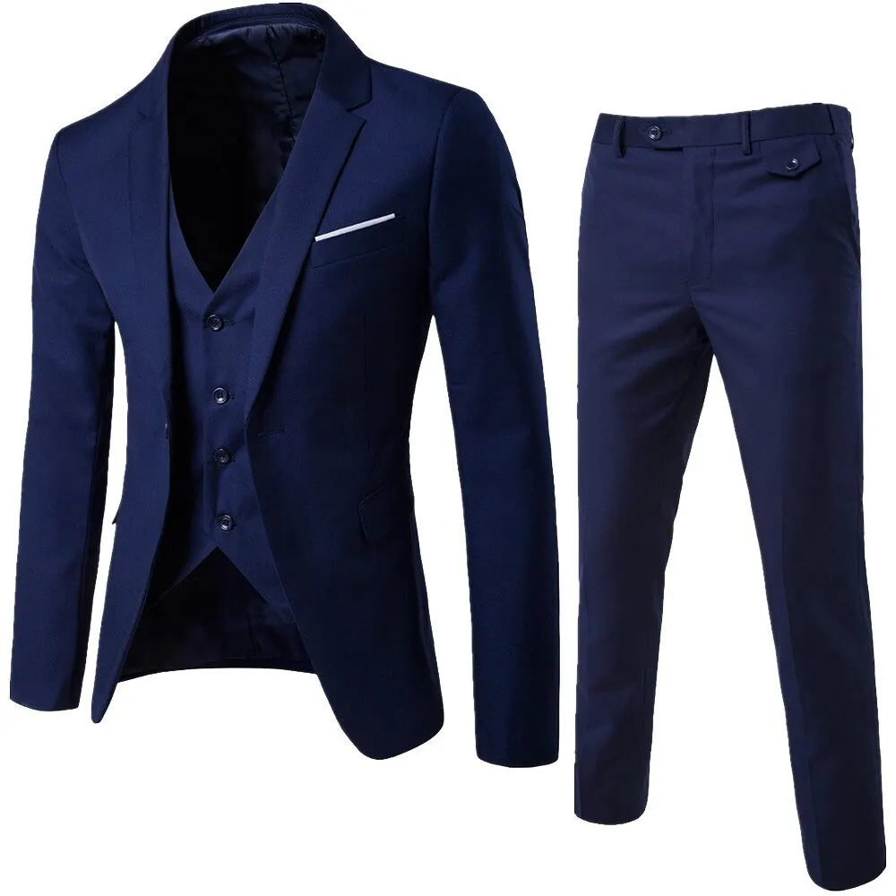 NEW Fashion Summer Thin Formal Set Plus Size for Men Is Slim 3 Piece Suit Wedding Party Suit Pants Mens Slim Fit Blazer