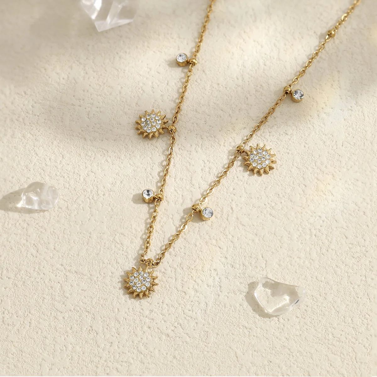 Stainless Steel Sunflower Pendant Necklace