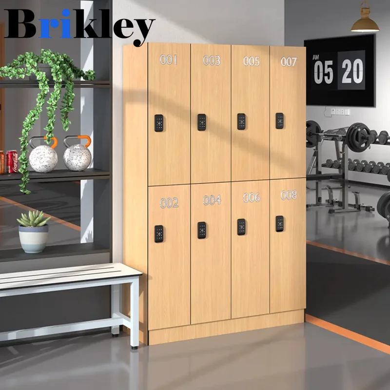 Armadietto HPL compatto solido Brikley a prezzo di fabbrica, 12 mm impermeabile, a forma Z, con panche per sala fitness