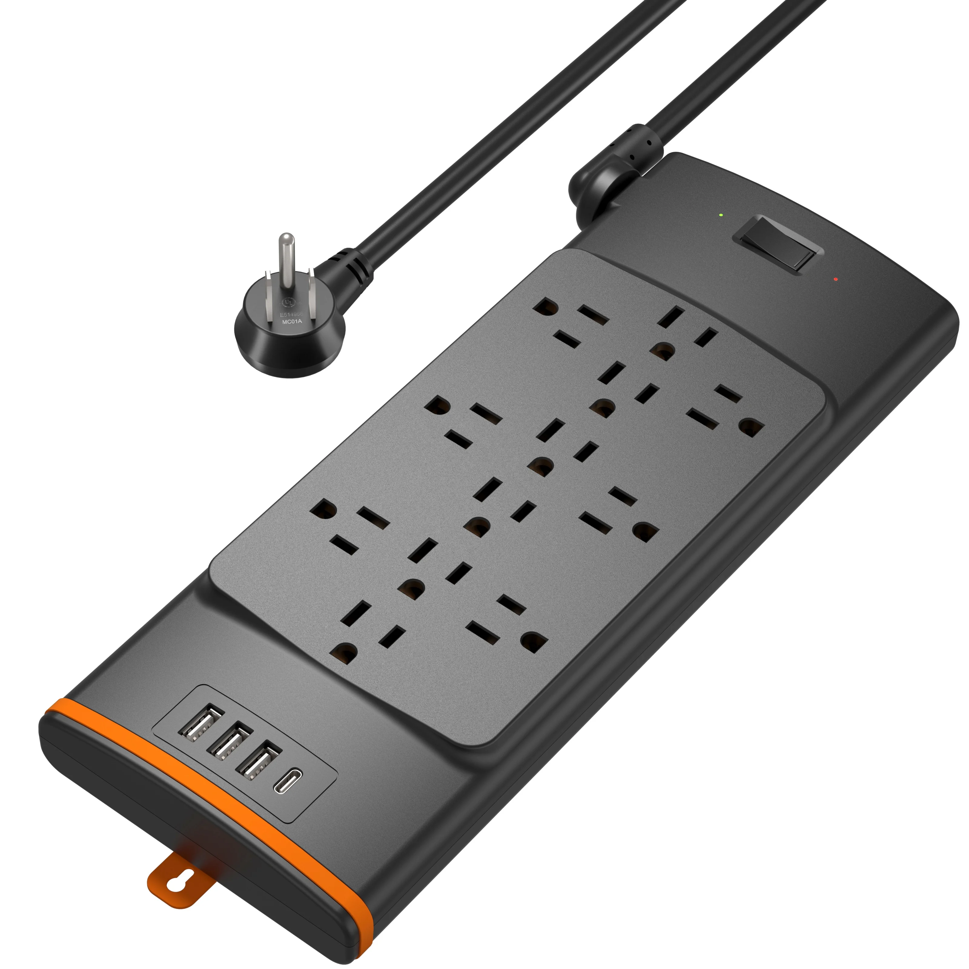 Us 12 Ac Outlet 2700 Joule Power Strip Multi Plug Extension Board With